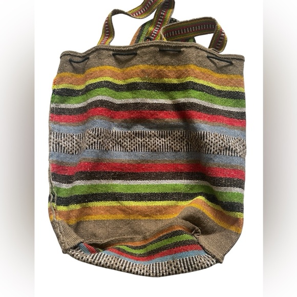 Unbranded Mexican Mochila Handwoven BOHO Hippie Multicolor Backpack W/ Wristlet - Picture 11 of 15